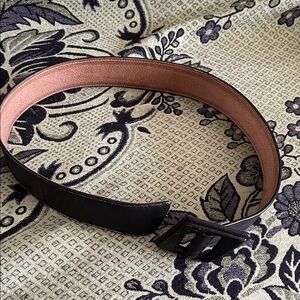 Christian Dior Elegant Black Leather Belt, 34.5 inches long